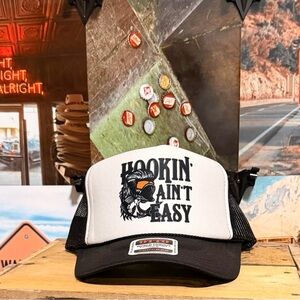 Black & White 'Hookin' Ain't Easy' Trucker Hat